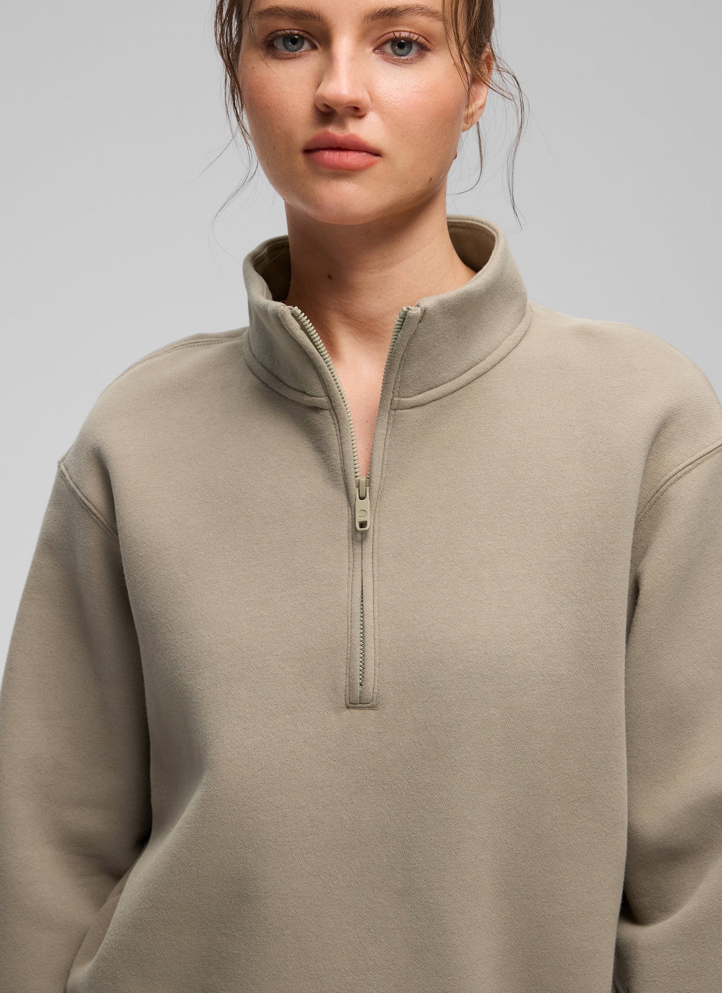 Fleece Lined Half Zip Funnel neck Sweatshirt