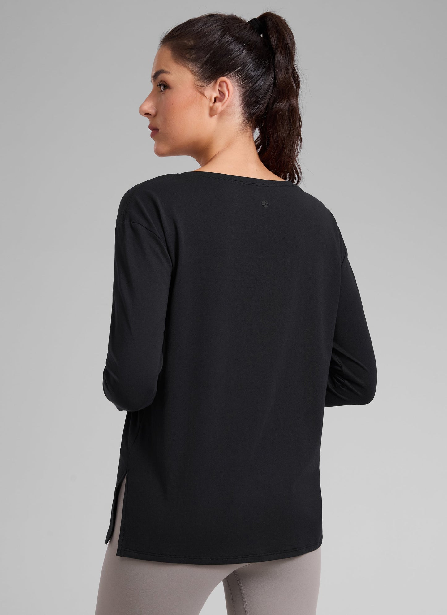 Cotton-Blend Boat Neck Long Sleeve