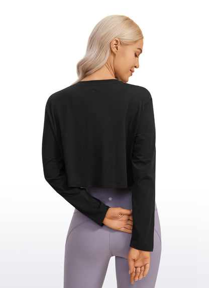 Pima Cotton Cropped Long Sleeve