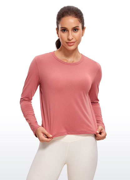 Pima Cotton Cropped Classic Fit Long Sleeve
