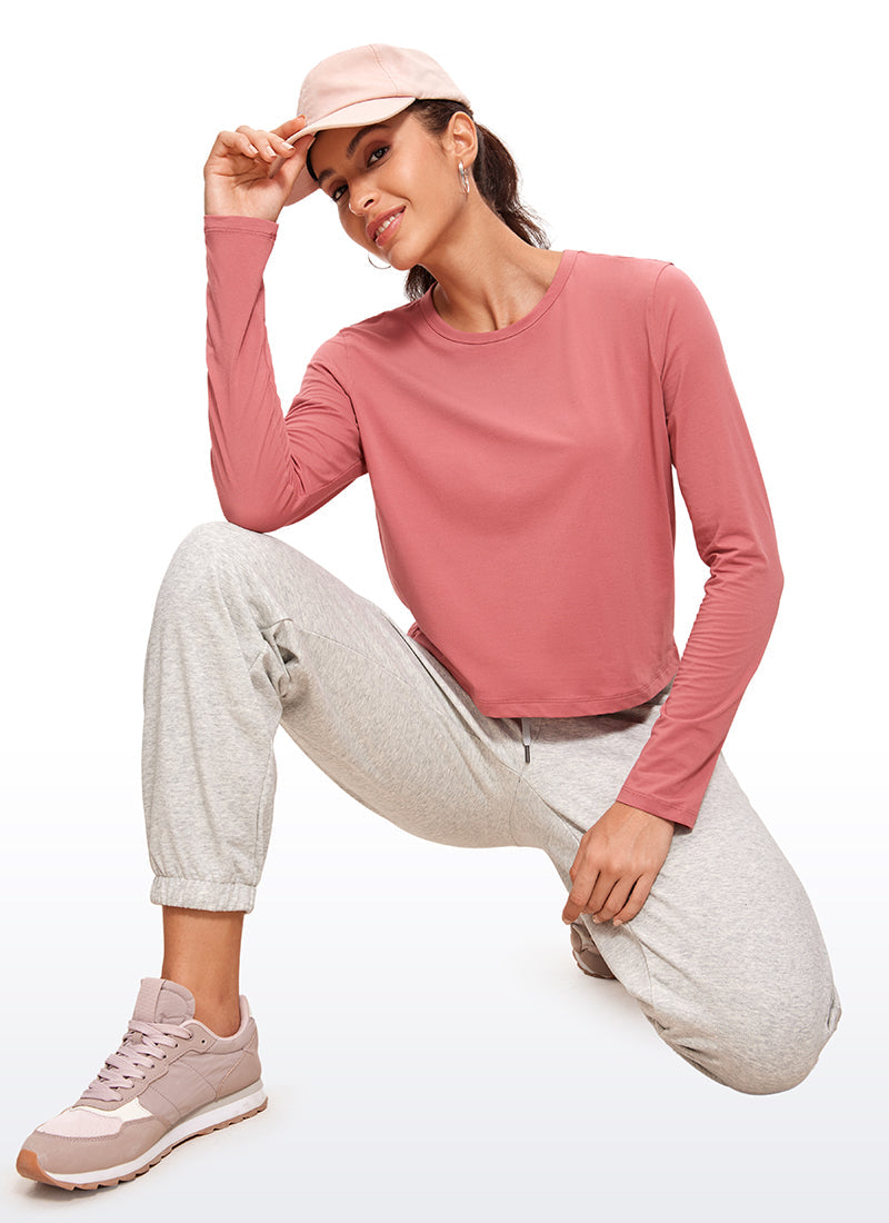 Pima Cotton Cropped Classic Fit Long Sleeve