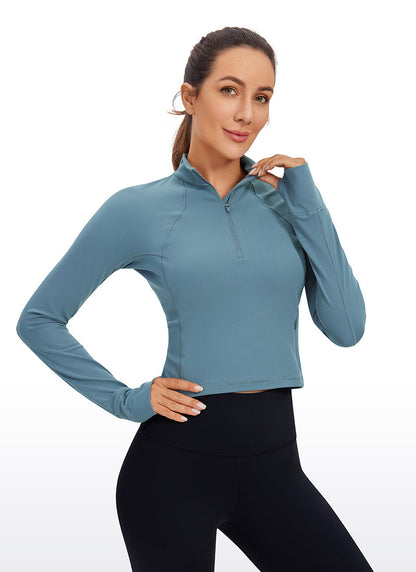 Butterluxe Half Zip Cropped Long Sleeve