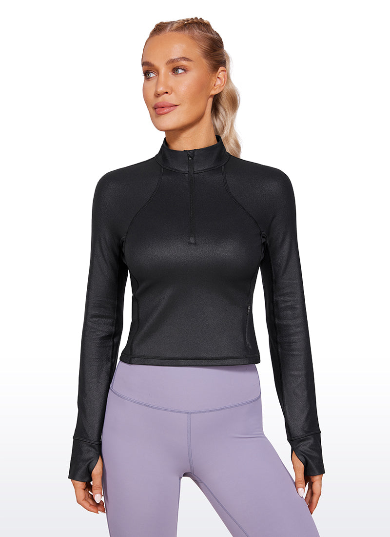 Butterluxe Half Zip Cropped Long Sleeve