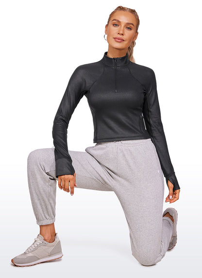 Butterluxe Half Zip Cropped Long Sleeve
