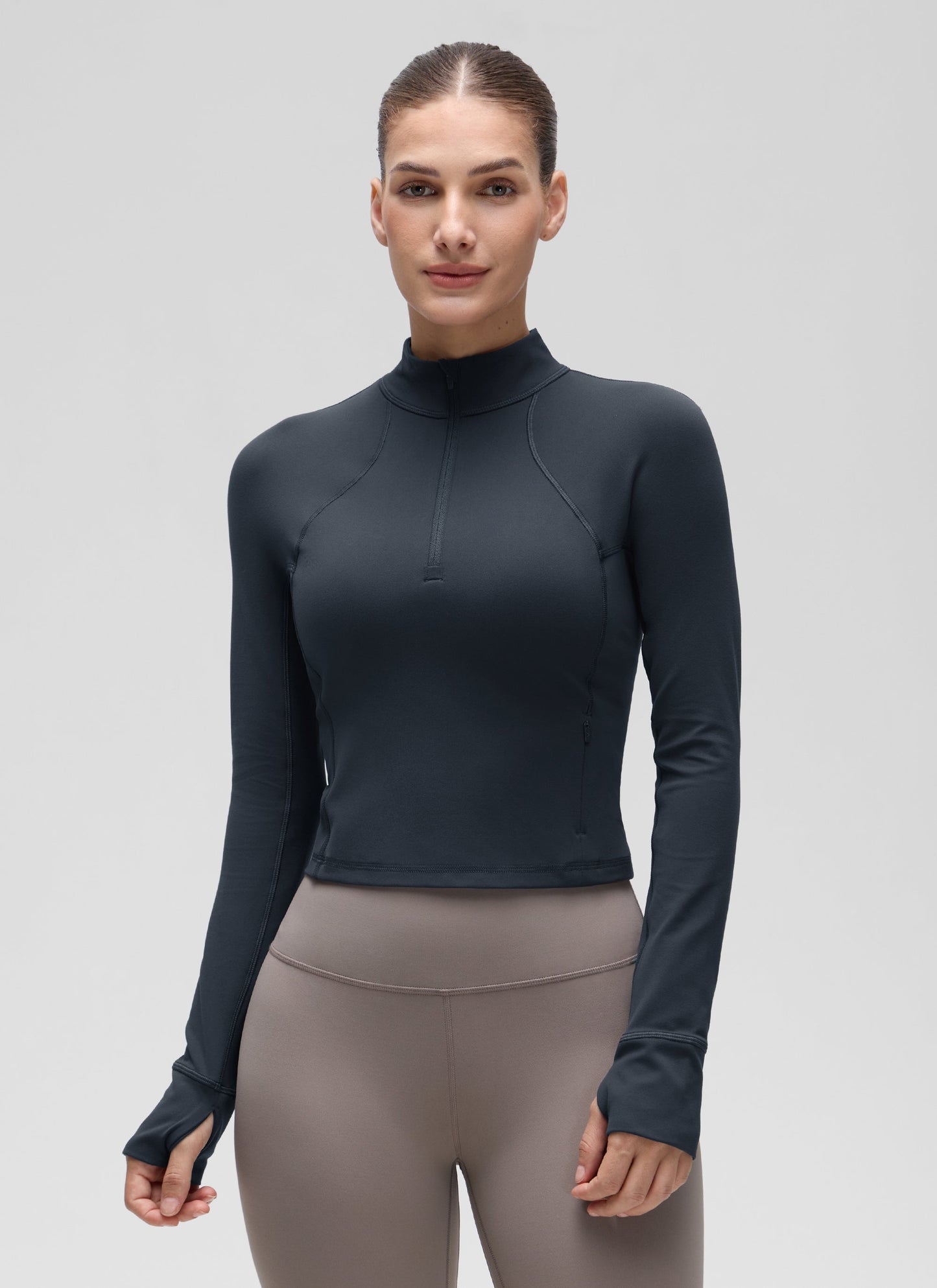 Butterluxe Half Zip Cropped Long Sleeve