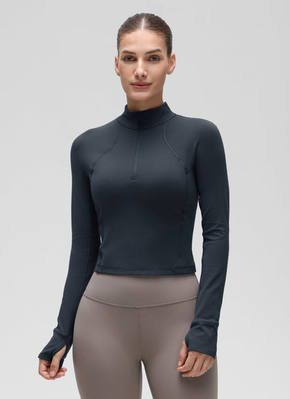 Butterluxe Half Zip Cropped Long Sleeve