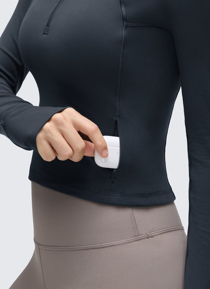 Butterluxe Half Zip Cropped Long Sleeve