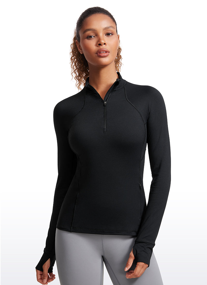 Brushed Thumbhole Half Zip Long Sleeve