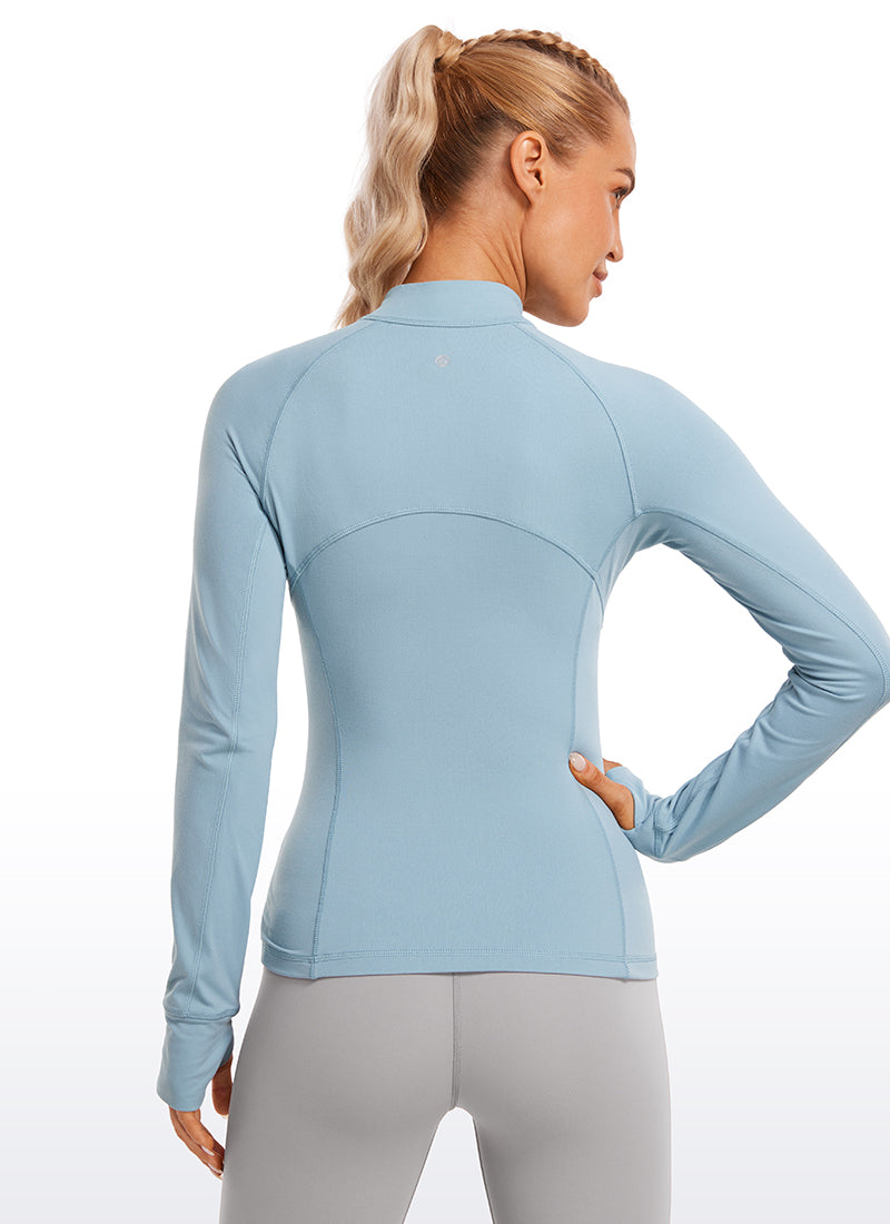 Brushed Thumbhole Half Zip Long Sleeve