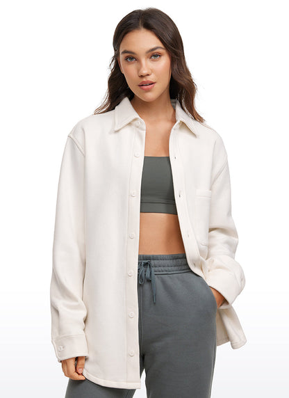 Fleece Lined Oversized Button Down Jacket