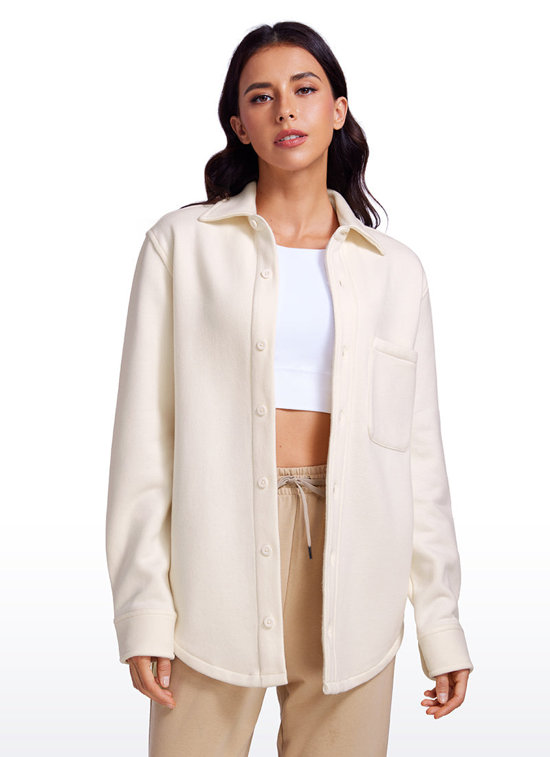 Fleece Lined Oversized Button Down Jacket