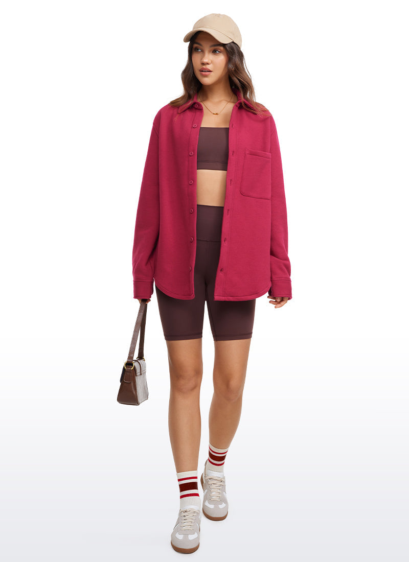 Fleece Lined Oversized Button Down Jacket