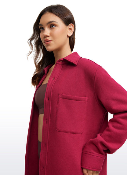 Fleece Lined Oversized Button Down Jacket