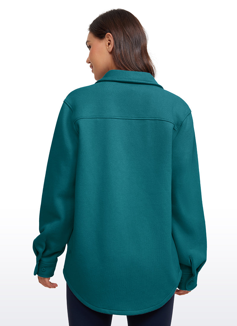 Fleece Lined Oversized Button Down Jacket