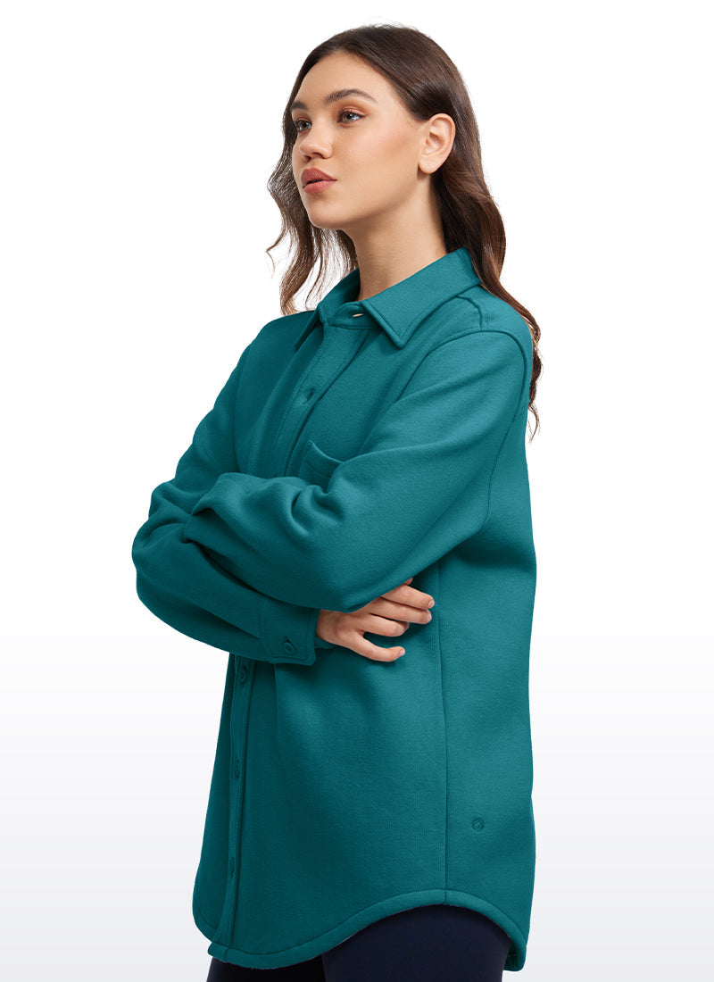 Fleece Lined Oversized Button Down Jacket