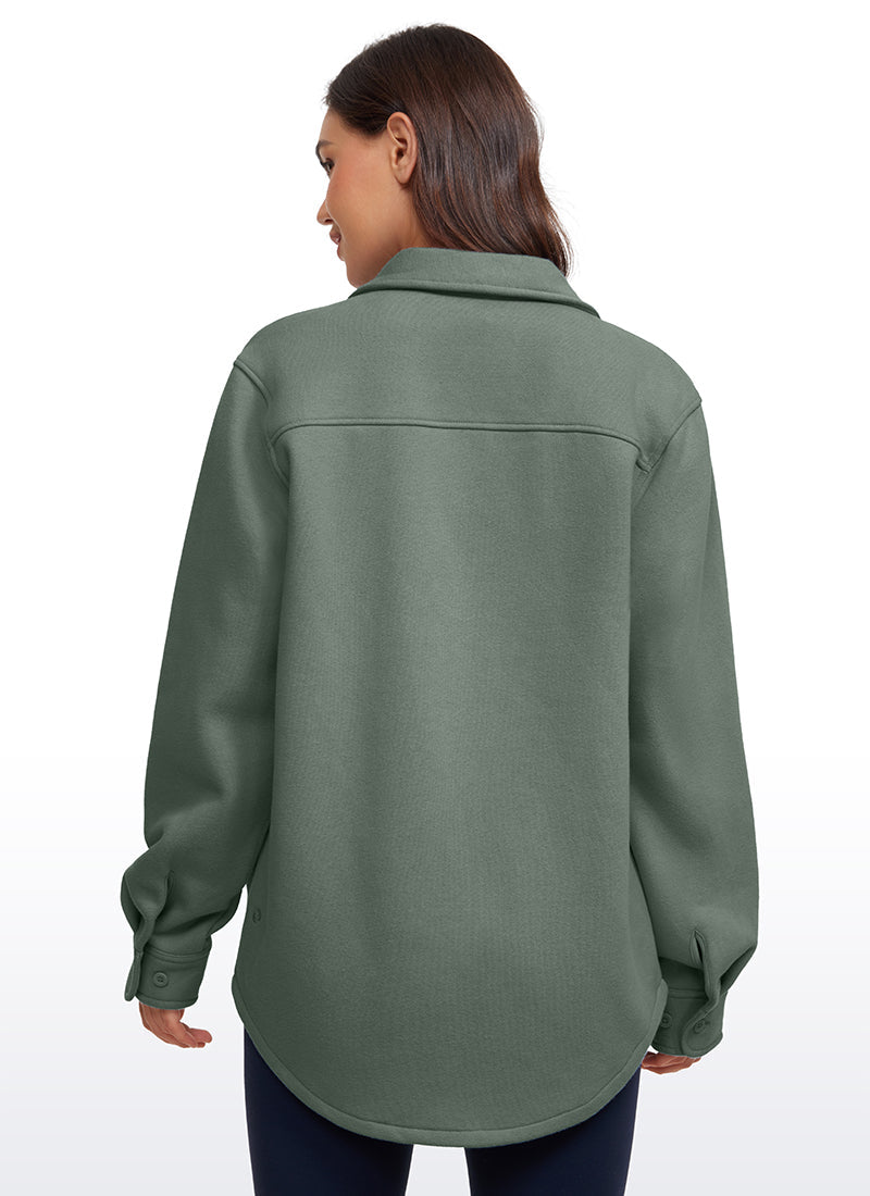 Fleece Lined Oversized Button Down Jacket