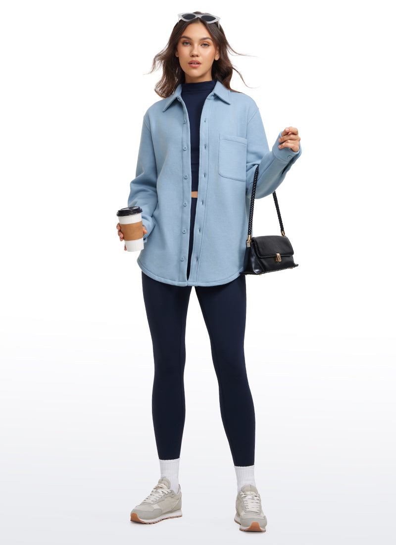 Fleece Lined Oversized Button Down Jacket