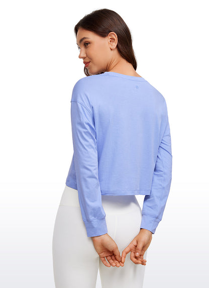 Pima Cotton Cropped Loose Fit Long Sleeve