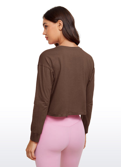 Pima Cotton Cropped Loose Fit Long Sleeve
