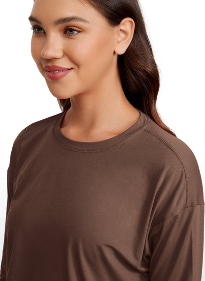 Pima Cotton Cropped Loose Fit Long Sleeve