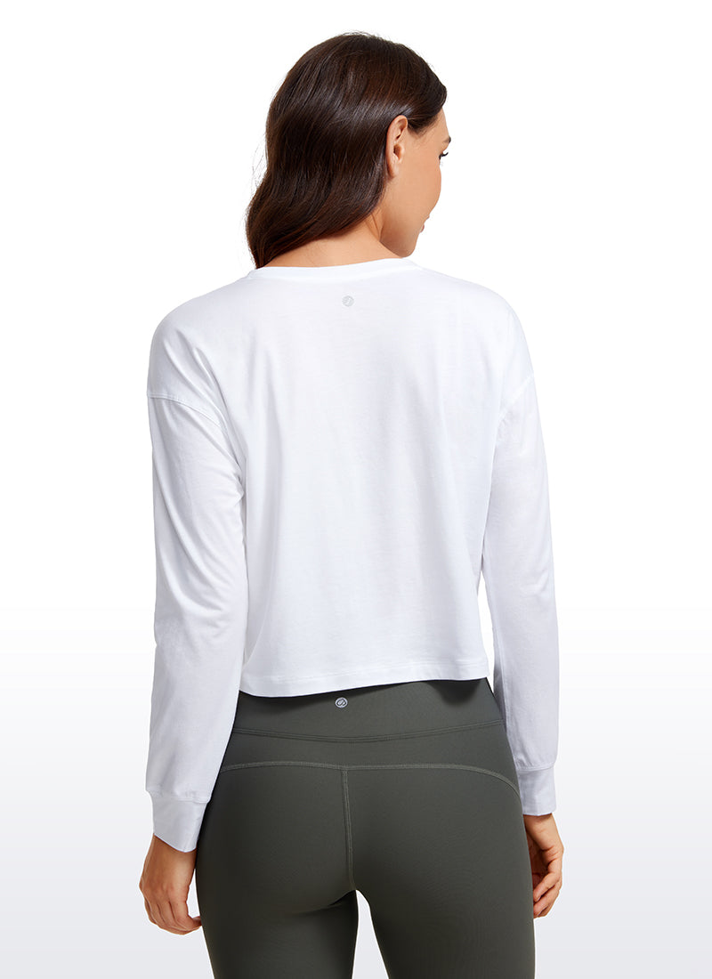 Pima Cotton Cropped Loose Fit Long Sleeve