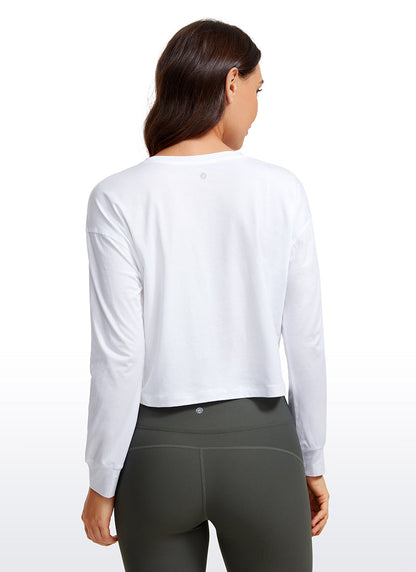 Pima Cotton Cropped Loose Fit Long Sleeve