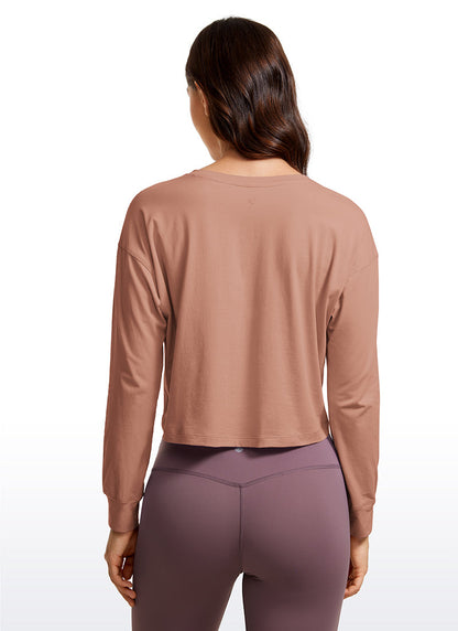 Pima Cotton Cropped Loose Fit Long Sleeve