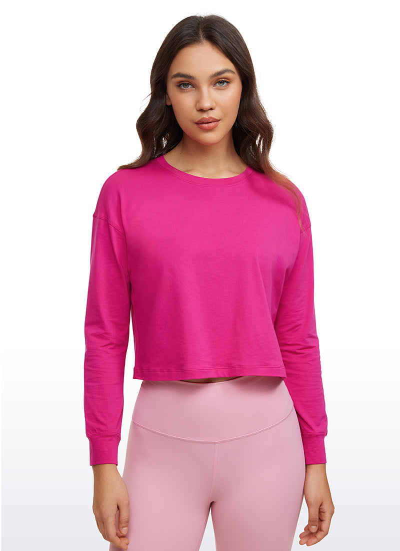 Pima Cotton Cropped Loose Fit Long Sleeve