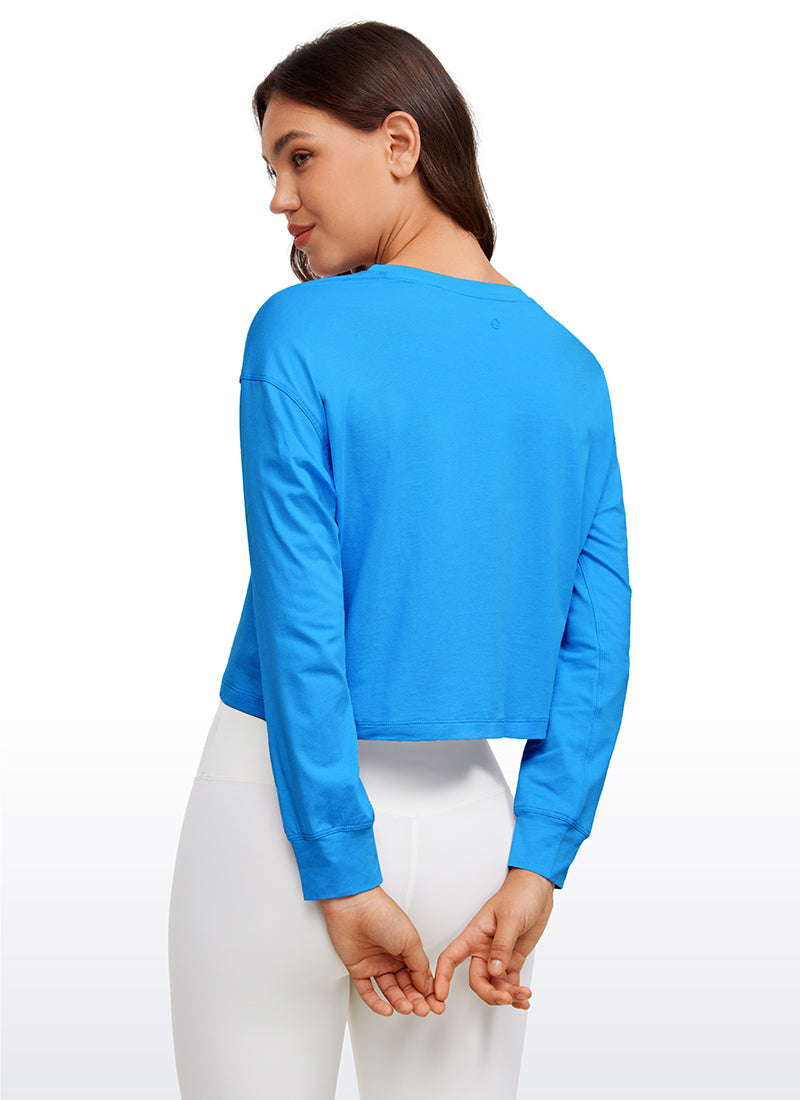 Pima Cotton Cropped Loose Fit Long Sleeve