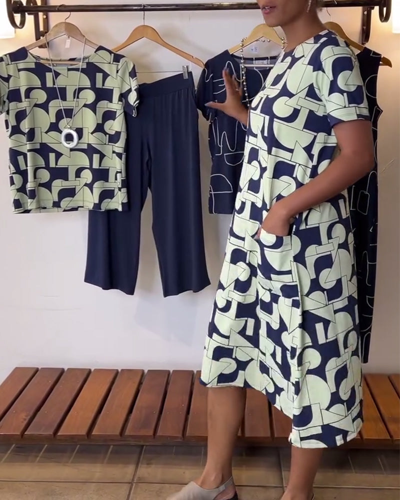 Casual Everyday Round Neck Printed Dress