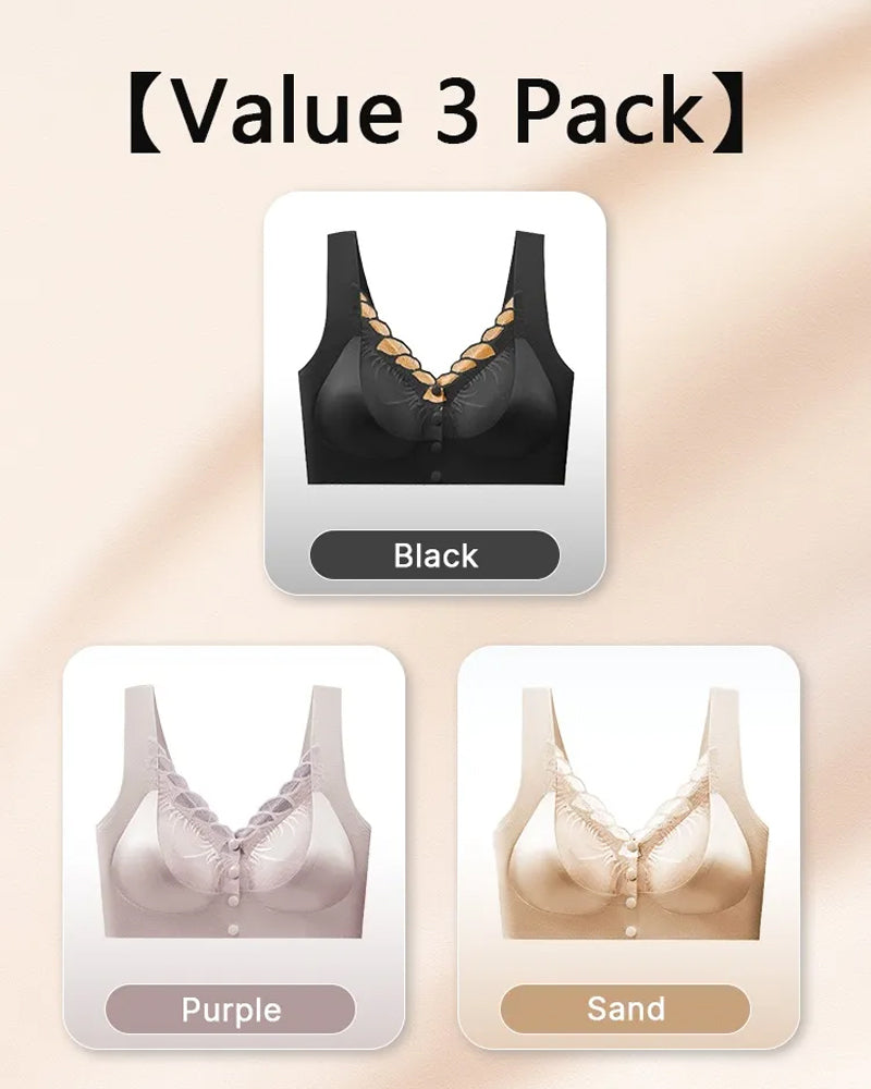 Front Buckle Satin Lace Bra