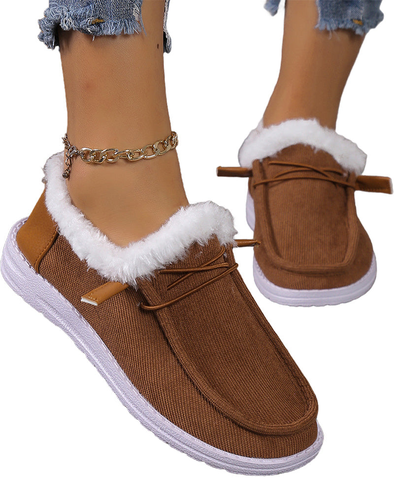 Solid color thick warm cotton shoes
