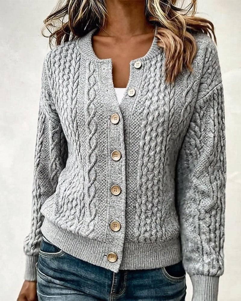 Casual Cable Knit Button Jacket