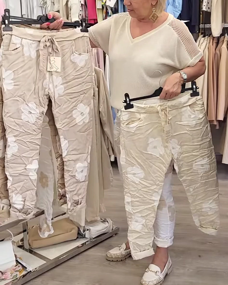 Casual Print Drawstring Pants