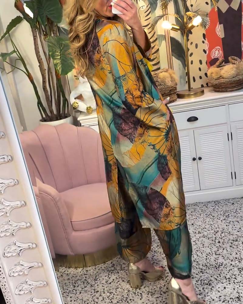 Retro loose print casual set