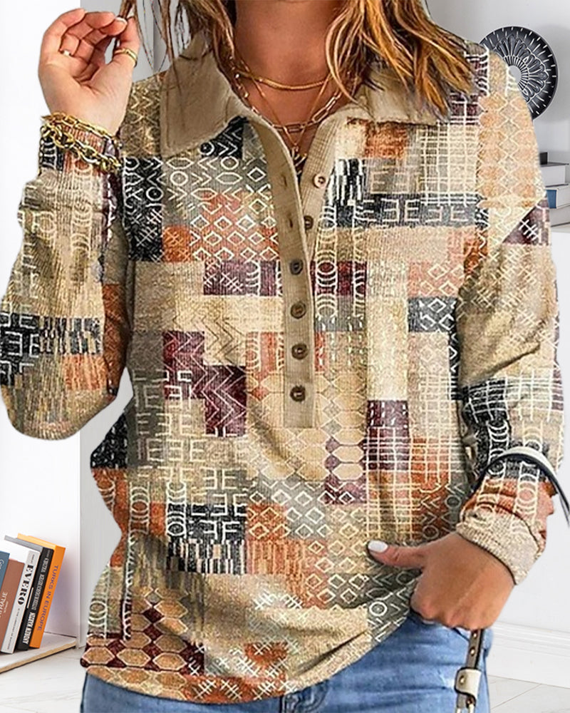 Casual Printed Long-Sleeve Sweatshirt