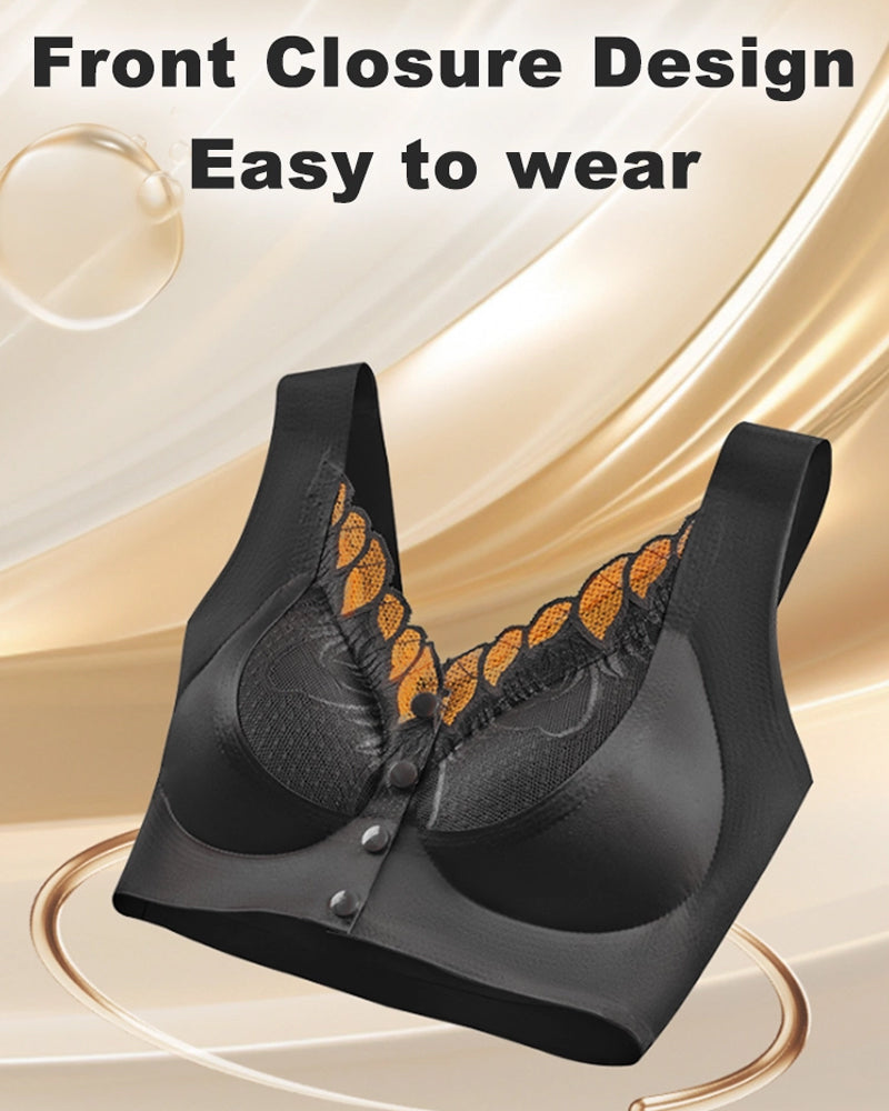 Front Buckle Satin Lace Bra