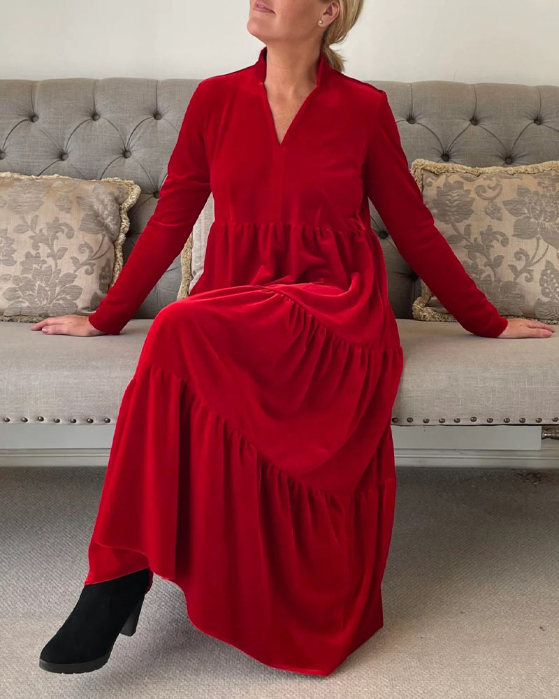 V-neck patchwork dress