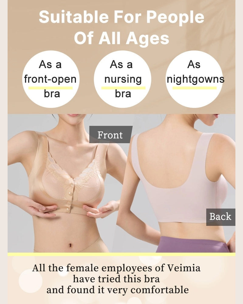 Front Buckle Satin Lace Bra