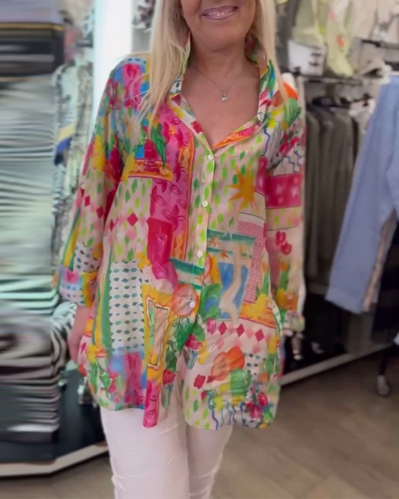 Colorful Stylish Lapel Shirt