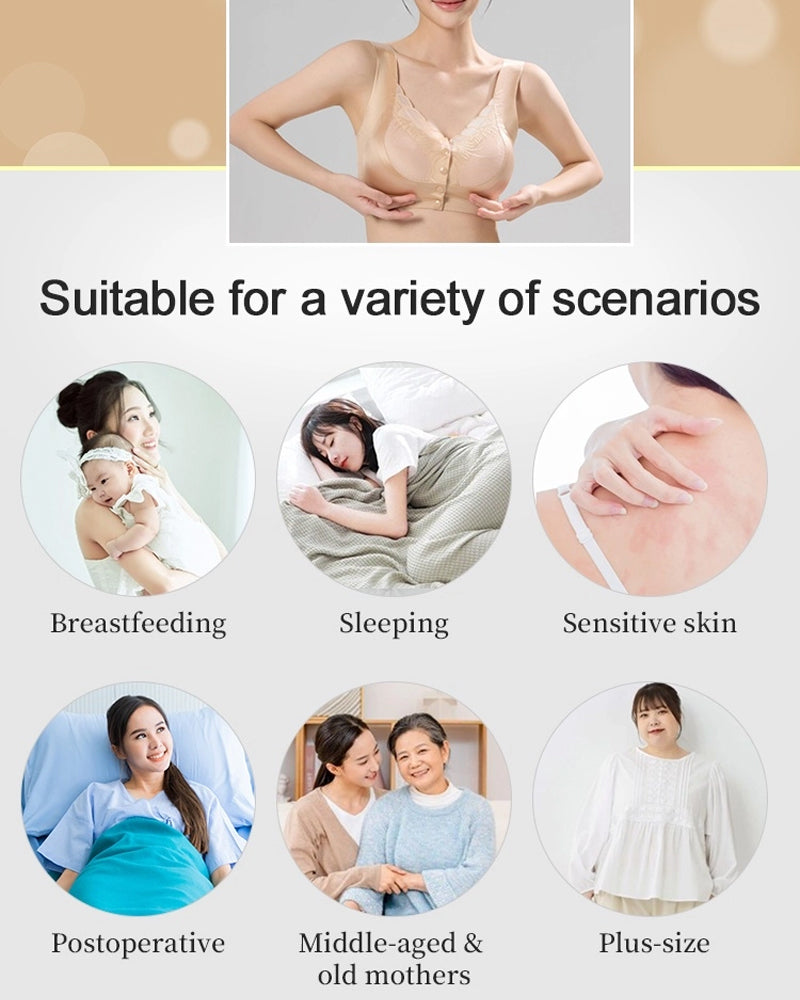 Front Buckle Satin Lace Bra