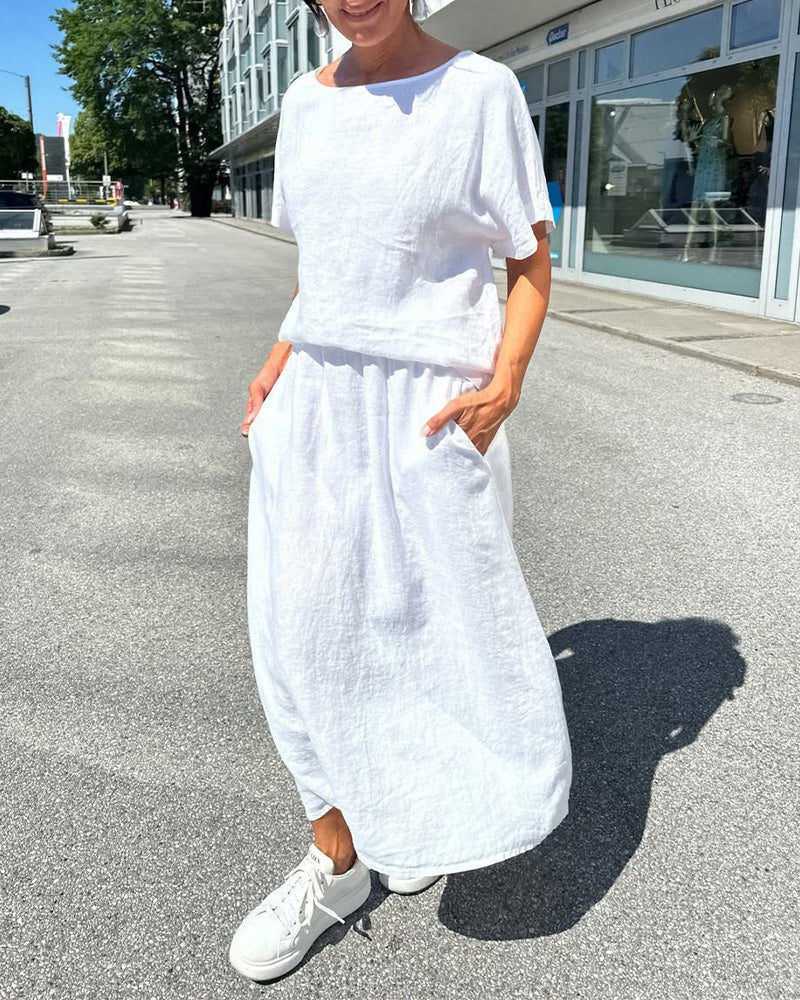 Solid Color Cotton And Linen Casual Suit