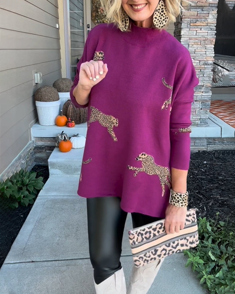 Cheetah pattern loose sweater
