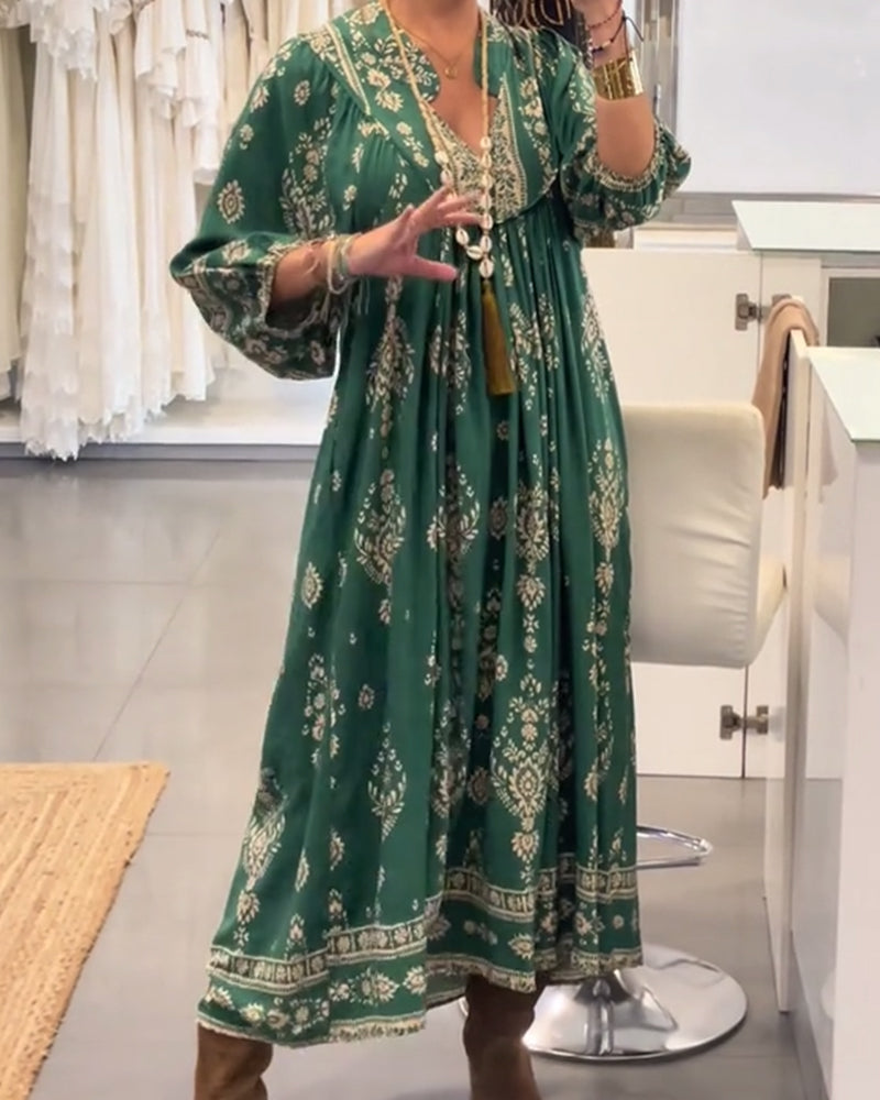 Casual Print Loose Pocket Dress