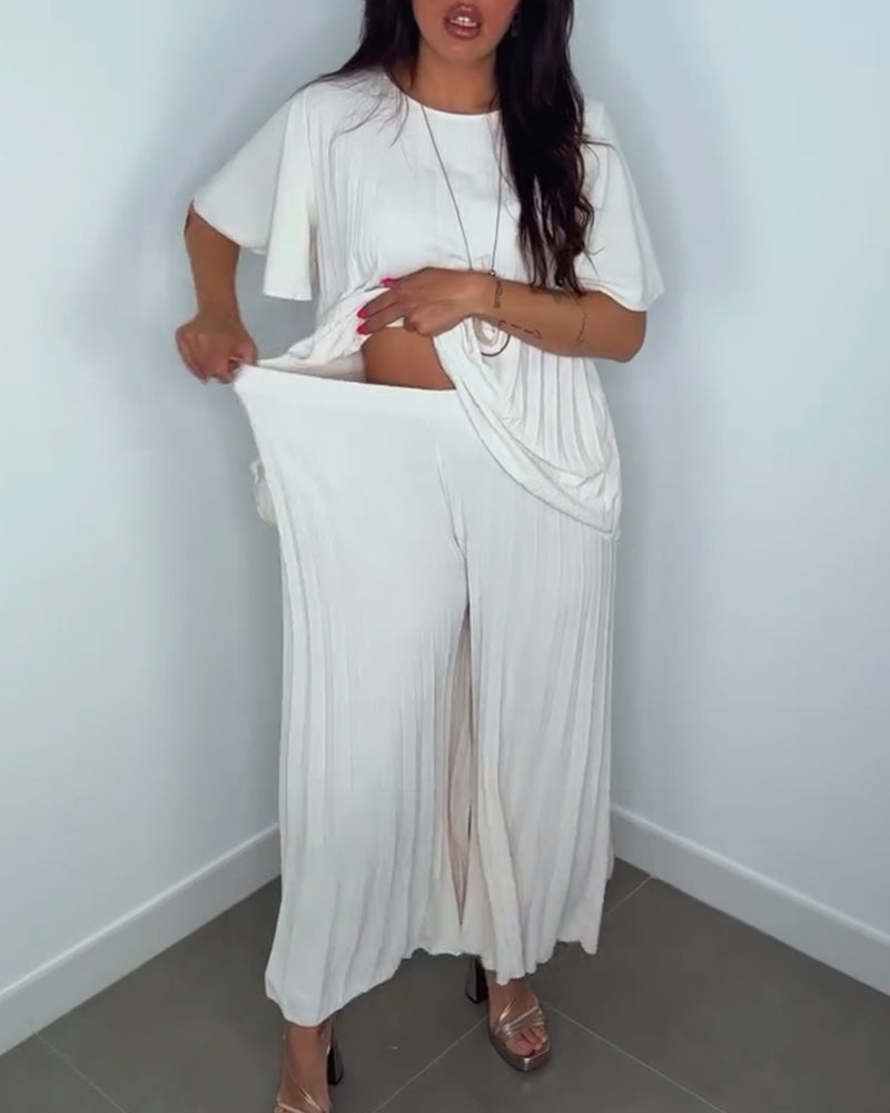 Solid color pleated loose sets