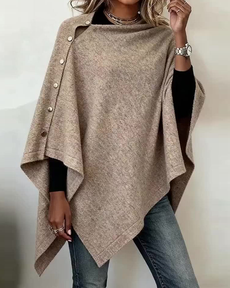 Stylish Cape-Style Asymmetrical Sweater
