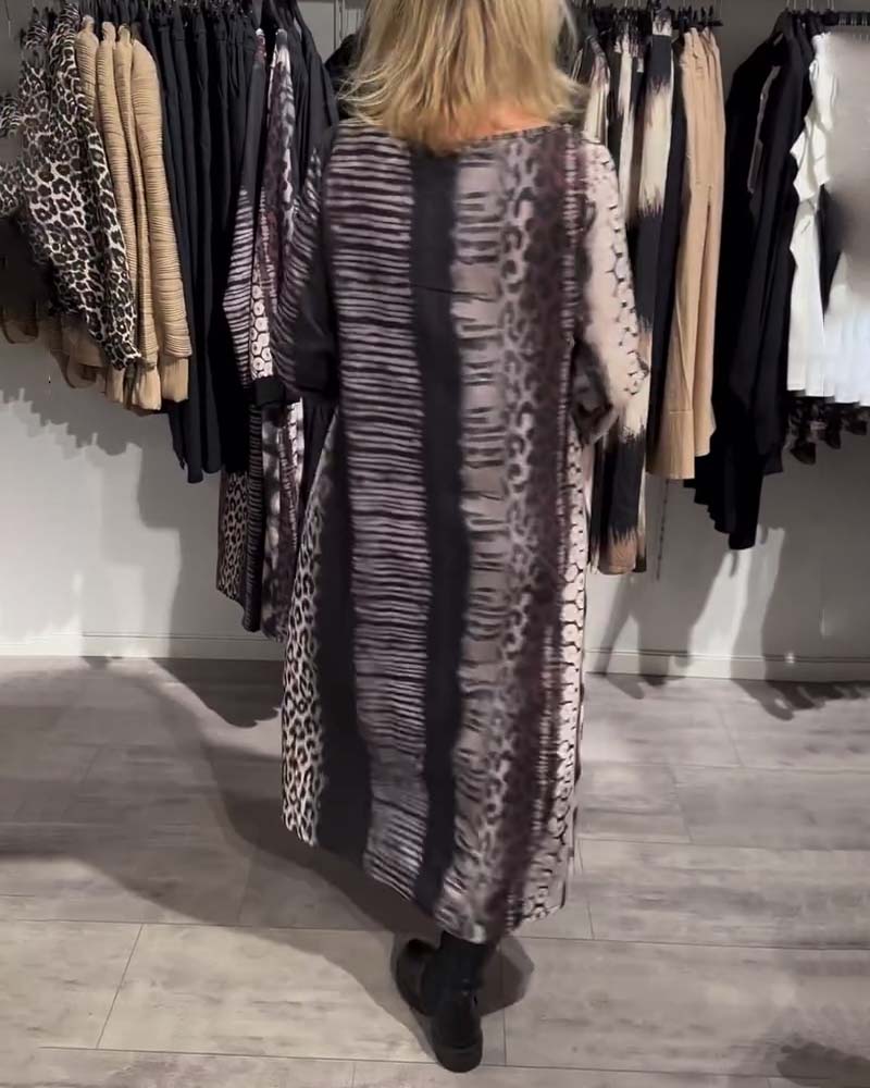 Casual V-Neck Leopard Print Dress