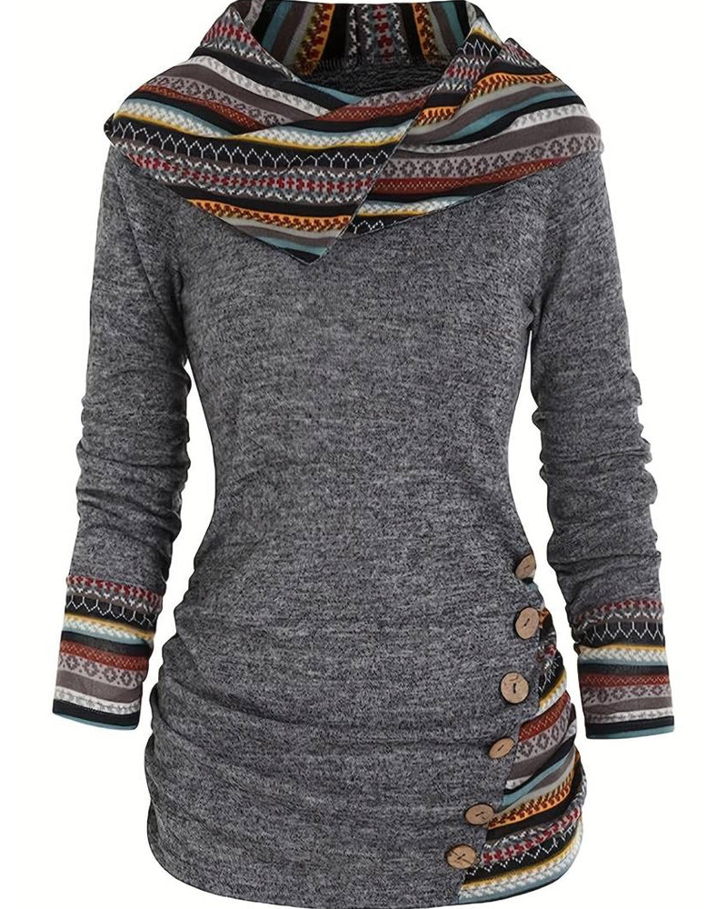 Contrast color casual hoodie