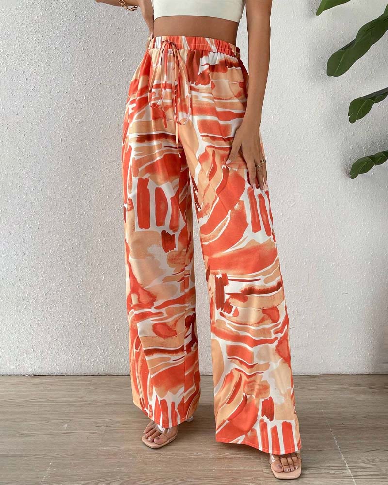 Casual printed wide-leg pants