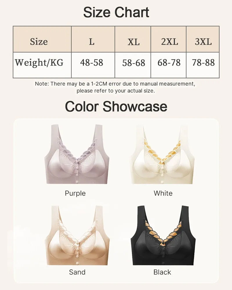 Front Buckle Satin Lace Bra